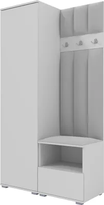 Produktbild von Garderoben-Set Nela I LUX, gepolsterte Garderobe 100 cm mit Sitzbank, Wandpaneelen und Stauraum (Farbe: Weiß + Trinity 32)