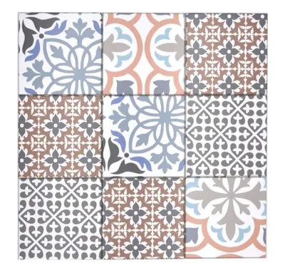 Produktbild von Mosaik Fliesen selbstklebend mix creme/blau/orange/grau matt Retrooptik Mosaikfliese Küchenwand Fliesenspiegel Bad MOS200-S1406_f