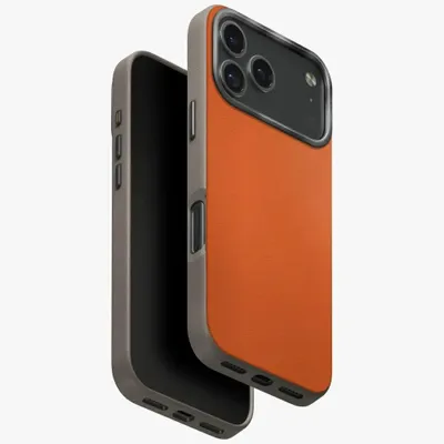 Productafbeelding van Uniq Lyden telefoonhoesje voor iPhone 17 Pro met Magclick-functie en oplaadmogelijkheid - Oranje-grijs