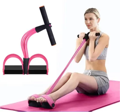 Immagine prodotto di Corda multifunzionale per esercizi - Fascia elastica per resistenza durante l'uso della bicicletta - Corda per esercizi di trazione - Set di 6 corde di resistenza - Ideale per fitness, perdita di peso, allenamento e yoga – Colore rosa