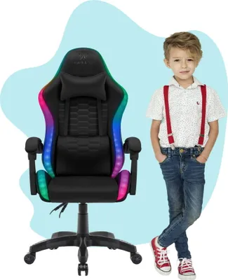 Zdjęcie produktu dla Fotel gamingowy dla dzieci Hell's Chair HC- 1000 KIDS Black Czarny Tkanina LED RGB