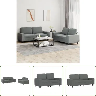 Produktbild von The Living Store 2-tlg. Sofagarnitur Dunkelgrau Stoff