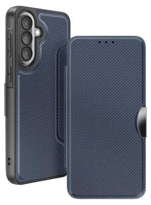 Obrázok produktu pre Avizar, puzdro Galaxy A57 Folio v karbónovom dizajne s priehradkou na karty, tmavomodré