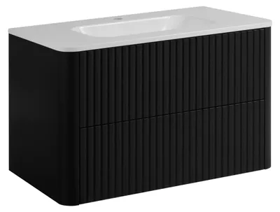 Immagine prodotto di Mobile da bagno, 80 cm, nero, con lavabo, dimensioni 80,7 x 44,4 x 49,9 cm
