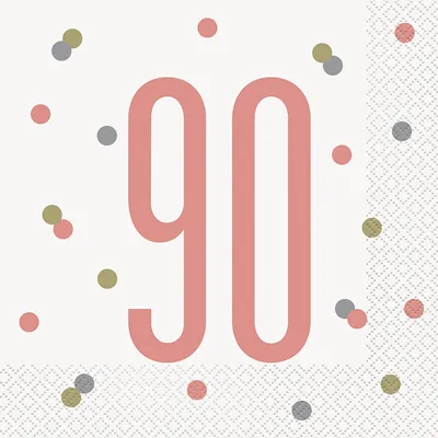 Produktbild von 16 Servietten 90. Geburtstag roségold
