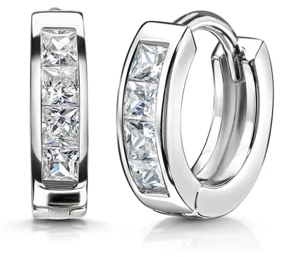 Immagine prodotto di MATERIA Orecchini da donna: cerchi a clip in argento sterling 925 con zirconi bianchi da 15 mm SO-453-Bianco