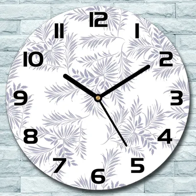 Produktbild von Wanduhr aus Glas Rund fi 30 Palmblätter Subtile Quarz Deko Wohnzimmer Büro
