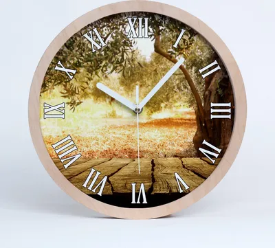 Produktbild von Holzuhr 30fi cm wanduhr - weiße Spitzen - Olive