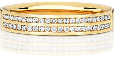 Produktbild von 18 Karat (750) Gold 54mm Flach Court Form Diamant Trauring/Ehering/Hochzeitsring Brillant-Schliff 0.22 Karat HI - SI, 49 (15.6); TRS3827318KYRSJ