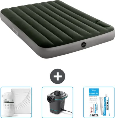 Produktbild von Intex Airbed - Doppelbett - 137 x 191 x 25 cm - Grün - Spannbettuch - Pumpe en Reperaturset