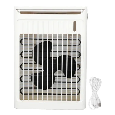 Obrázek produktu pro Zvlhčovač vzduchu do klimatizace se 2 stupni studené mlhy, 5 rychlostmi ventilátoru, 7 LED diodami, mini chladicí zařízení na cesty, 680ml nádržkou na vodu, USB portem