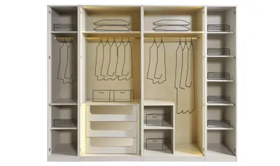 Produktbild von Beiger Kleiderschrank 264x60x220 cm – Modernes Design mit 6 Türen