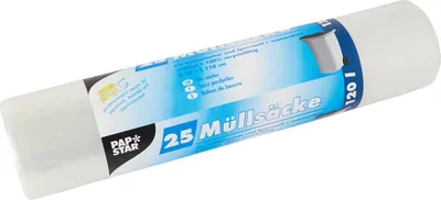 Produktbild von Papstar Müllsäcke, LDPE 120 l 110 cm x 70 cm transparent, 5 x 25 Stück