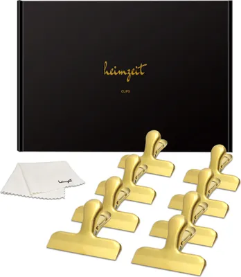 Produktbild von 8x Verschlussclips Gold Verschlussklammern Edelstahl Beutelclips Tütenclips