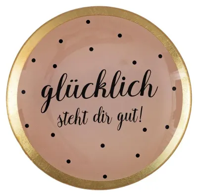 Produktbild von Gift Company Glasteller Love Plates Glücklich steht Dir gut! Rund (13cm)