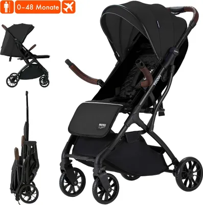 Image de Poussette de voyage Daliya® YOOPI, pliable, avec poignée télescopique, poussette d'avion, châssis en aluminium, dossier réglable en continu, poussette de ville, sac de rangement