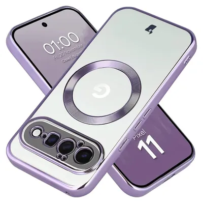 Produktbild von Handyhülle mit Magnetring für Google Pixel 11, Bizon Case EduardO, Transparent-Violet