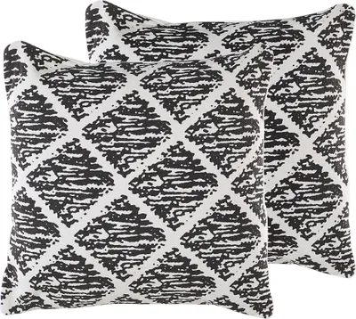 Produktbild von BELIANI Dekokissen 2er Set Schwarz / Weiß Baumwolle mit Polyester-Füllung 45x45 cm kariert Accessories Wohn- u. Schlafzimmer Flur Diele