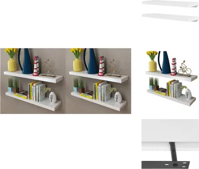 Image de vidaXL Étagères murales 4 pcs. Blanc 80 cm - Étagères murales