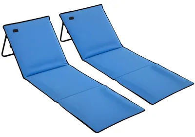 Productafbeelding van Opvouwbare strandmatten, met metalen frame, lichtgewicht en gemakkelijk mee te nemen, blauw