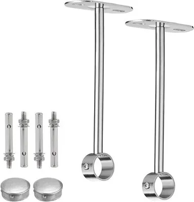Immagine prodotto di Supporti per binari per porte scorrevoli da 25 mm - Appendiabiti per cabine doccia e armadi - Set da 2 pezzi (altezza 300 mm) con viti