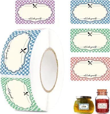 Produktbild von Marmeladen Etiketten Selbstklebend Klebeetiketten Etiketten zum Beschriften 500 Stš¹ck Homemade Gewš¹rzgl?ser Geschenk Aufkleber Selbstgemacht Haftetiketten fš¹r Beschriftung Vorratsdosen Geschenktš¹ten