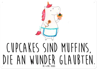 Produktbild von Mr. & Mrs. Panda tafel Einhorn Küche DIN A6 - Weiß - Geschenk, Kuchen, Einhörner, wandtafel, Türschild, Schild, Muffin, Wandbild, Unicorn, Magnetschild, Träumen