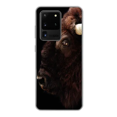 Produktbild von MuchoWow® Handyhülle Schutzhülle Hülle für Samsung Galaxy S20 Ultra Bison - Horn - Porträt Silikon Softcase Handy Hülle - Karteninhaber