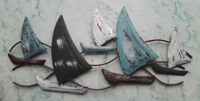 Produktbild von Wunderschönes Wandobjekt Segler Segelschiffe Wanddekoration aus Metall