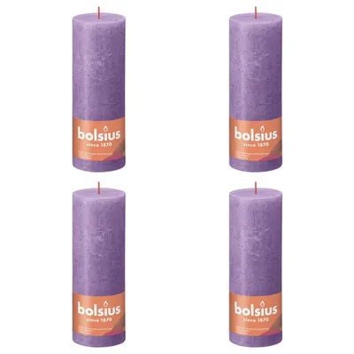 Produktbild von Bolsius Rustikale Stumpenkerzen Shine 4 Stk. 190x68 mm Lila