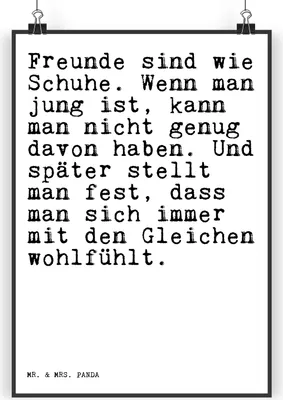 Produktbild von Mr. & Mrs. Panda Bild Freunde sind wie Schuhe.... DIN A4 - Weiß - Geschenk, bester Freund, Wandbild, Freundin, wanddeko, Kunstdruck, Beziehung, Sprüche, drucke, Plakat
