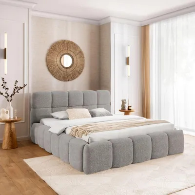 Produktbild von Polsterbett SOFIA 180x200 - mit Bettkasten, Doppelbett mit Stauraum und Lattenrost, Boxspringbett-Optik, ohne Matratze, Bett - Grau