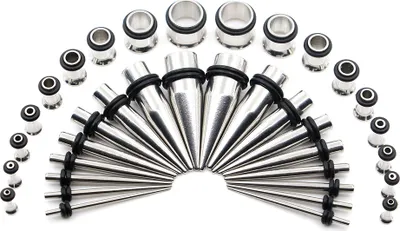 Produktbild von 36 Stück Edelstahl Spitzkegel Stretching Ohr Tunnel Stecker Verjüngt Schmuck-Stahl