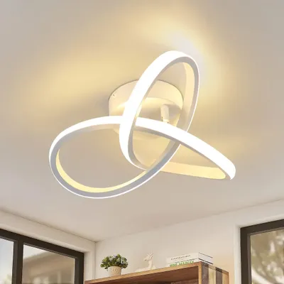 Obrázek produktu pro ZMH LED stropní svítidlo Teplé bílé stropní svítidlo 25,5 cm 17 W Moderní bílé geometrické designové svítidlo pro ložnici obývací pokoj předsíň vstupní kuchyň chodba
