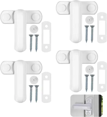 Imagen del producto de Cerraduras de seguridad para ventanas, de metal, paquete de 4 unidades, para proteger a los niños, compatibles con ventanas y puertas de PVC