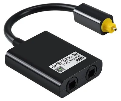 Zdjęcie produktu dla 1 do 2 adapter audio Cyfrowy rozgałęźnik kabla optycznego Adapter audio światłowodu Adapter rozgałęźnika światłowodu Czarny
