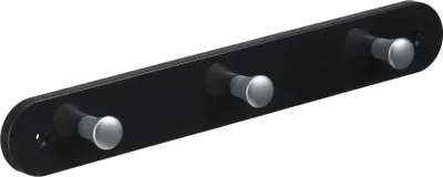 Produktbild von Hettich Garderobenleiste 3 Haken 28,0 x 4,0 x 0,8 cm schwarz