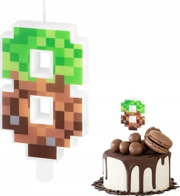Image de Świeczka Urodzinowa Cyferka 8 Z Motywem Minecraft Klocki Cyfra Na Imprezę