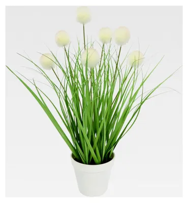 Produktbild von Knopfgras im Topf Kunstgras Ziergras Kunstpflanze Dekogras Grasbüschel Deko Grasarrangement