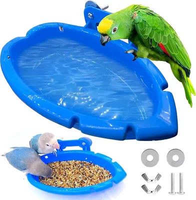 Produktbild von 2-teiliges Vogelbad-Set, Vogelbad-Set, Vogelbad-Schale, Nymphensittich-/Wellensittichkäfig, kleines Vogelbad für Papageien und Wellensittiche, Duschzubehör für Vogelkäfige