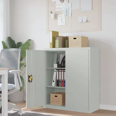 Produktbild von Aktenschrank Lichtgrau 90x40x105 cm Stahl Aufbewahrungsschrank für Büro