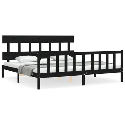 Immagine prodotto di vidaXL Letto in legno massiccio con testiera nera 200x200 cm