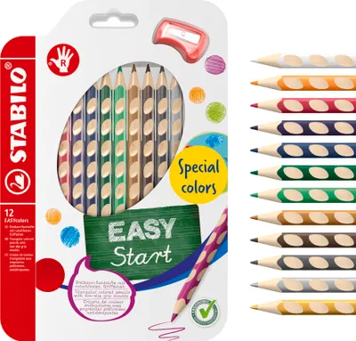 Produktbild von STABILO EASYcolors R, Blauviolett, Braun, Karmin, Smaragdgrün, Gold, Grün, Grau, Navy, Ocker, Silber, Weiß, Gelbgrün, 12 Stück(e)
