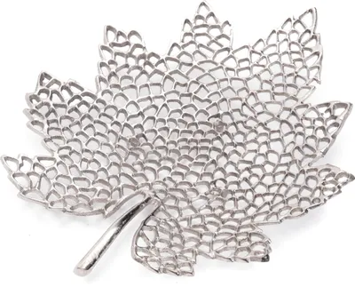 Produktbild von MISKA "LEAF" | 2 veľkosti, kov | dekoratívna miska strieborná | vzor: veľká