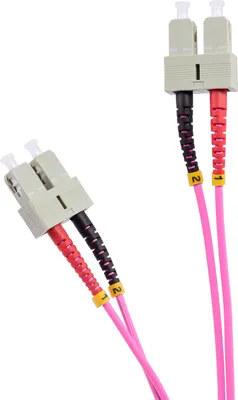 Produktbild von TPFNet LWL Patchkabel, 50/125µm, OM4-Faser, SC Duplex, SC/SC, violett, 2m