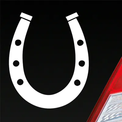Produktbild von Auto Aufkleber Hufeisen Glück auf Pferd Pony Horse 12x10 cm Weiss Glanz Sticker Heckscheibenaufkleber