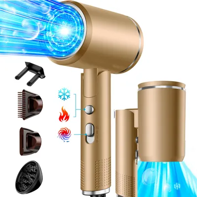 Produktbild von KUGI Haartrockner Föhn Ionen,klappbar,mit 3 Stylingdüse, 2500W, 6-Betriebsarten,Schnelltrocknen,Reiseföhn Hairdryer