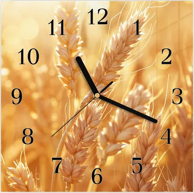 Produktbild von Wanduhr aus Glas mit Motiv Weizenfelder- 30 x 30 cm - inkl. Aufhängesystem