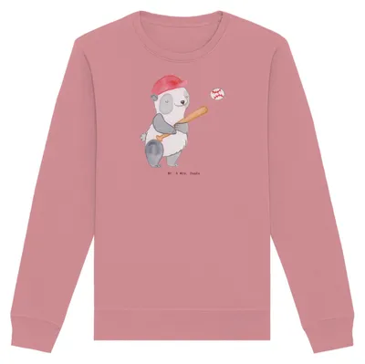 Produktbild von Mr. & Mrs. Panda Nachhaltiger Pullover Panda Baseball spielen Größe M - Canyon Pink - Geschenk, Sweatshirt, Baseballverein, Ballsport, Pulli, Bio, Baseballplatz, Baumwoll