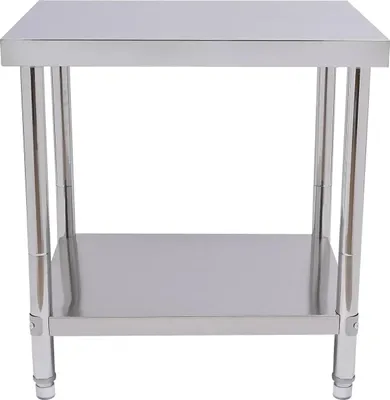 Image de Table de travail pour la restauration - Table de cuisine/table de découpe - 76 x 60 cm - Structure métallique - Hauteur 18 cm